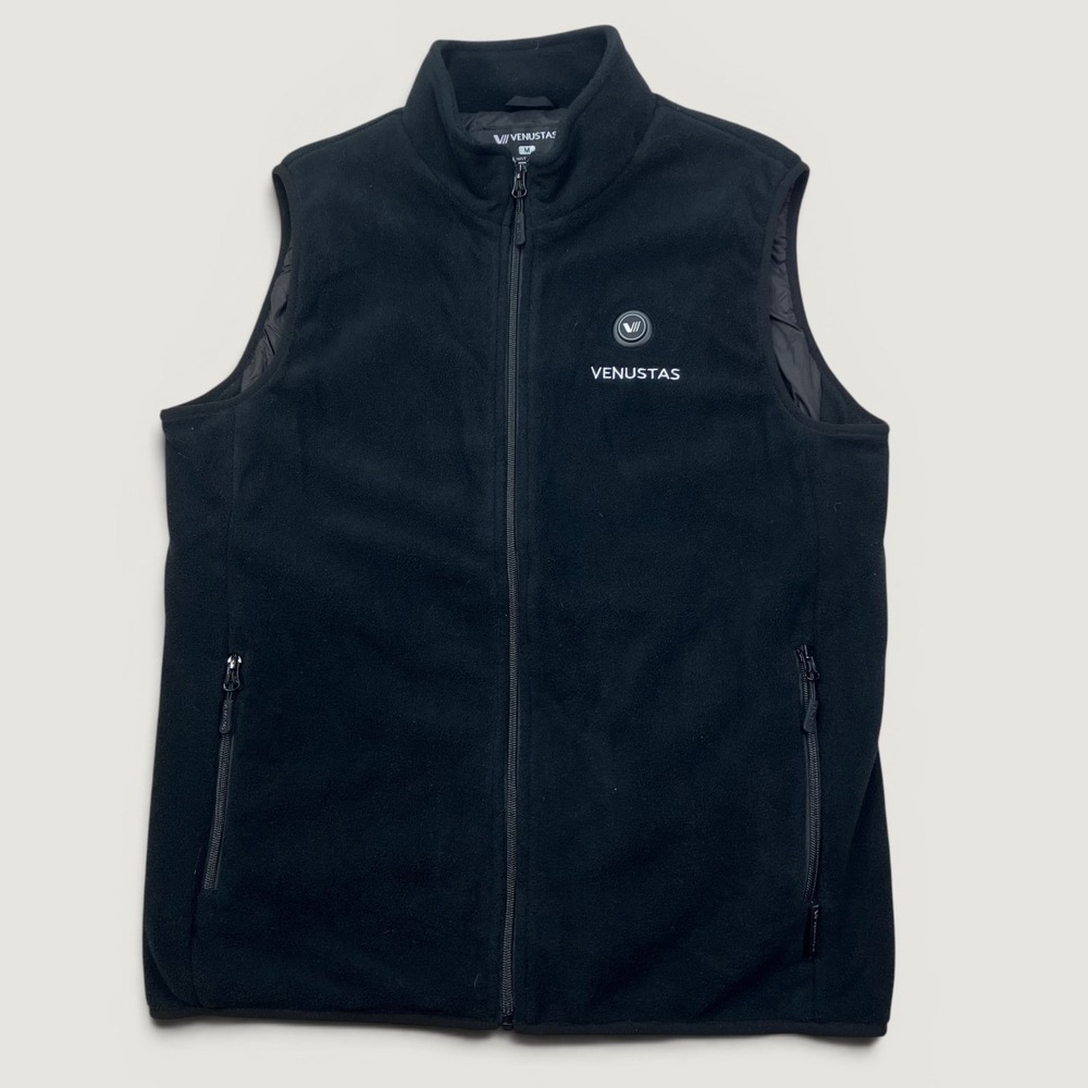 Venustas Mens Medium Heated Fleece Vest Black Battery Pack Included Zip Up